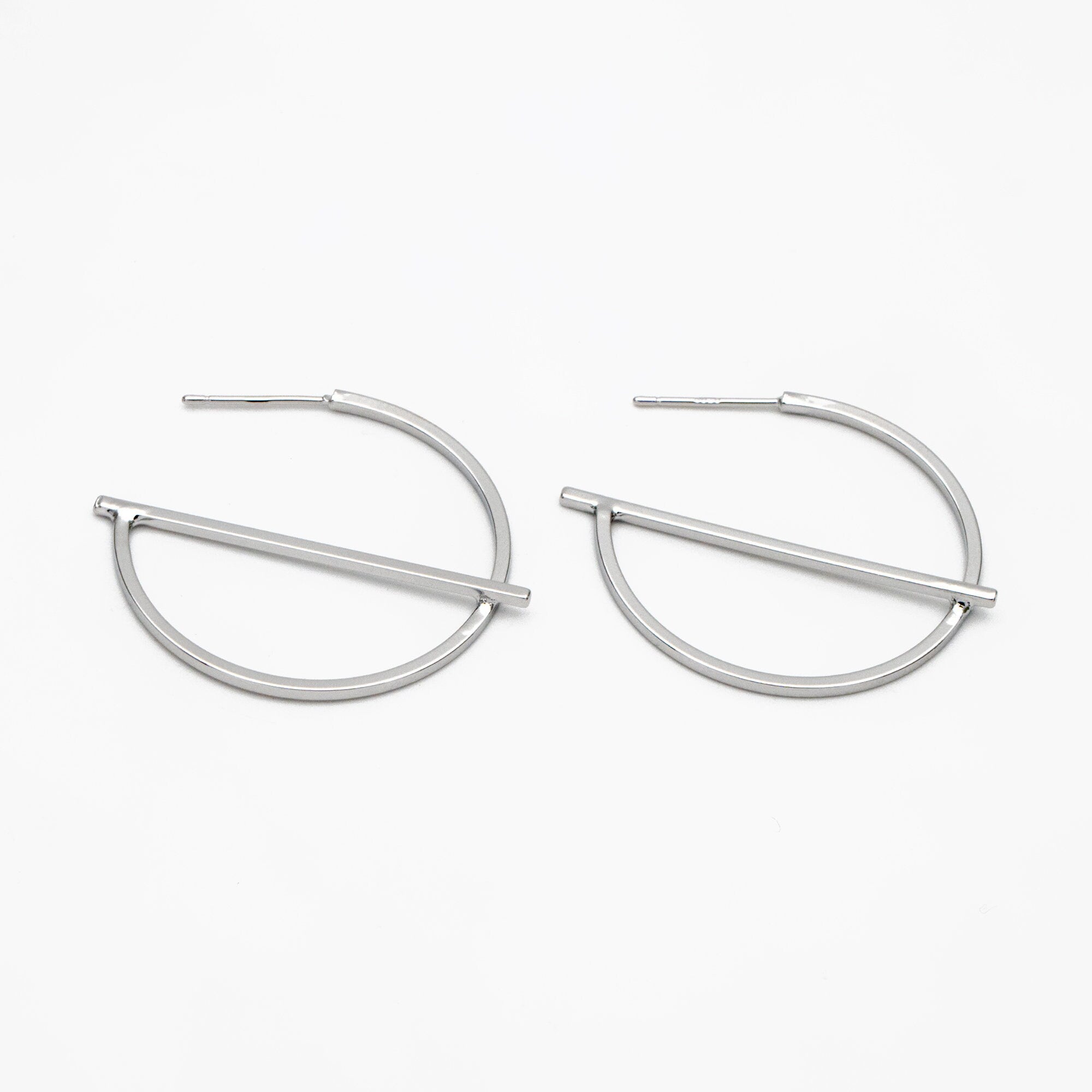 10pcs Gold/ Silver plated Brass Earring Posts, Geometric Circle Stud Earring, Circle Size 35mm (GB-509)